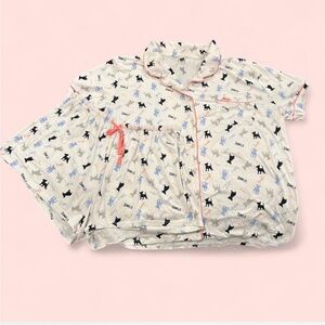 Pajamas with Dog Print - Cream and Pink